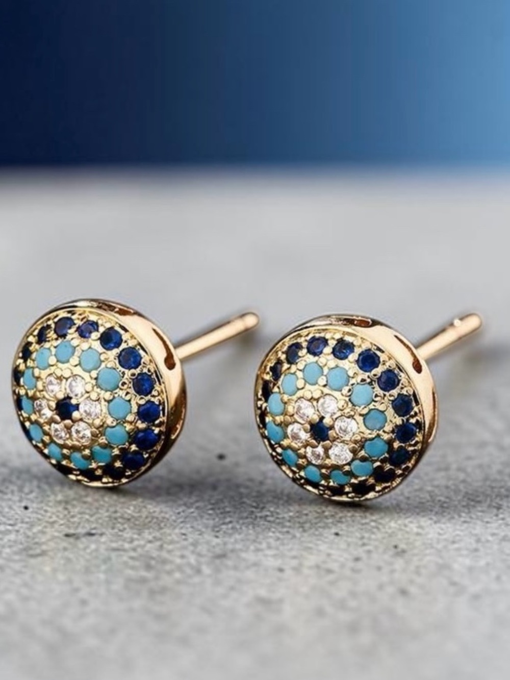 Copper Inlaid Zirconia Stud Earrings NWT